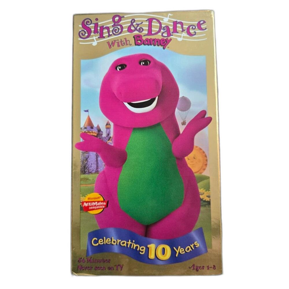 Sing & Dance With Barney VHS 1999 10th Anniversary Lyrick Studios